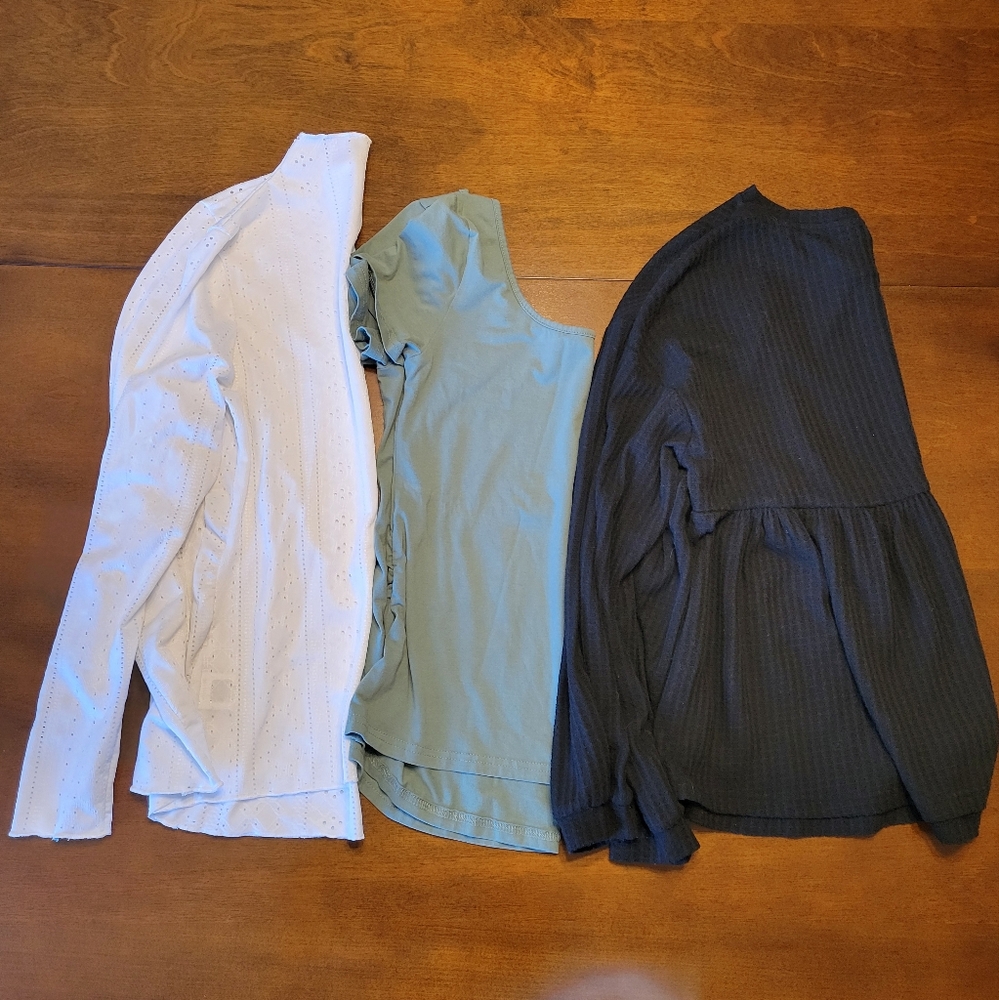 Small Shein Bundle of Three Tops - White, Green and Black